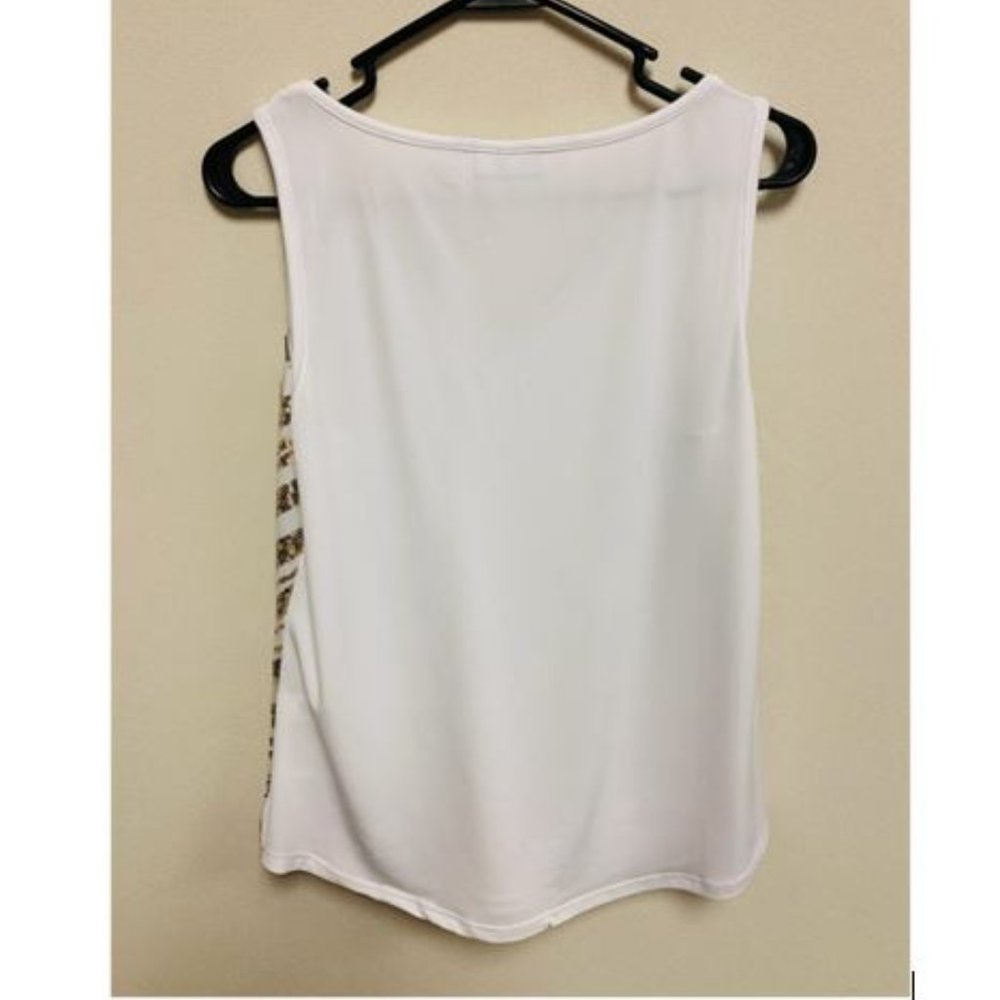 New York & Company, White Tank, Gold Sequin Embellished Chevron, Medium, NWT - Picture 4 of 7